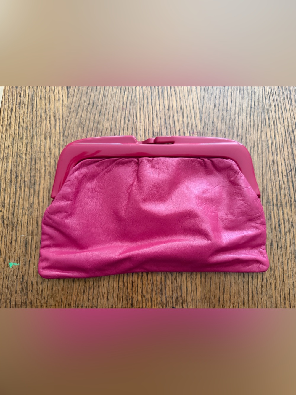 Hot Pink Leather Women's Clutch